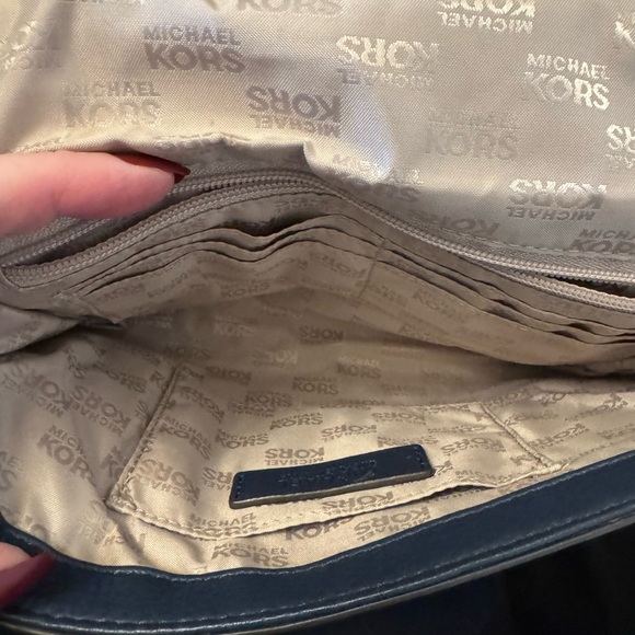 Michael Kors Navy Clutch with Gold Accents - Picture 4 of 5